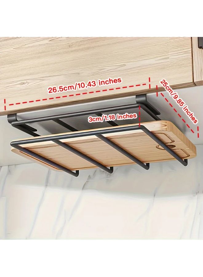 Black Metal Cabinet Door Storage Rack With Hooks For Kitchen Utensils - Image 3